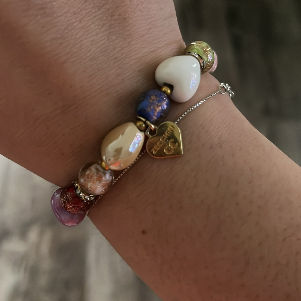Zecchin bracelet glass beads hearts charms Elegant Multicolor Beaded Bracelet‎ - Picture 2 of 7